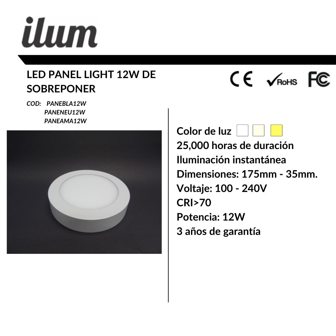 Led panel 12W sobreponer
