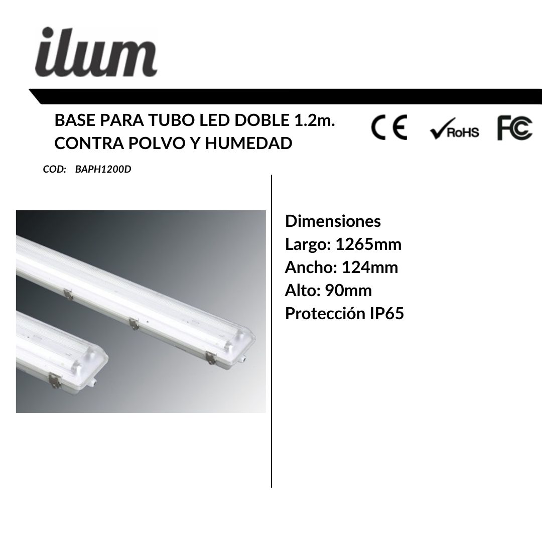 Base para tubo contra polvo y humedad