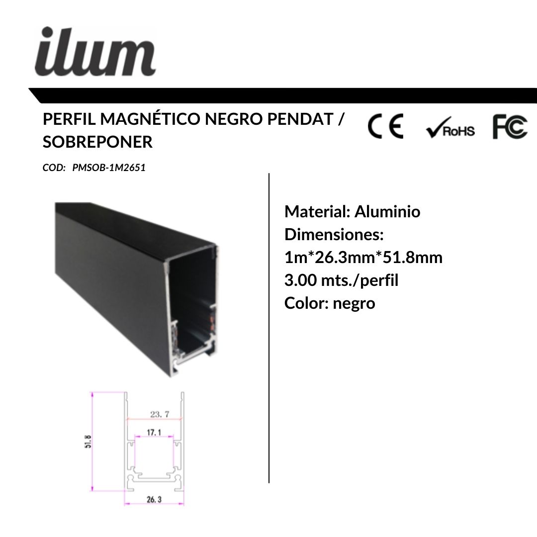 Perfil magnético pendant _ sobreponer