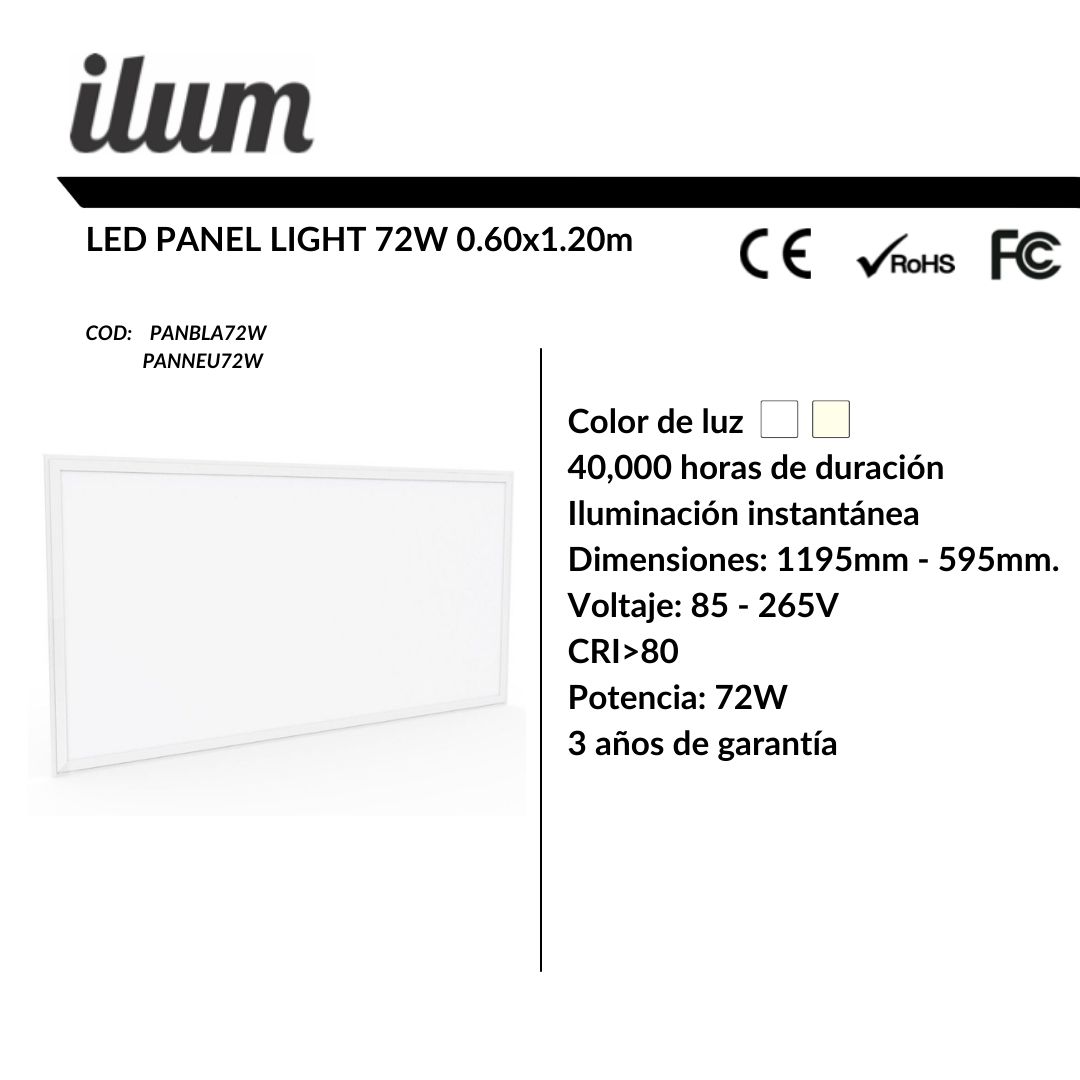 Led panel 72W 0.60x1.20