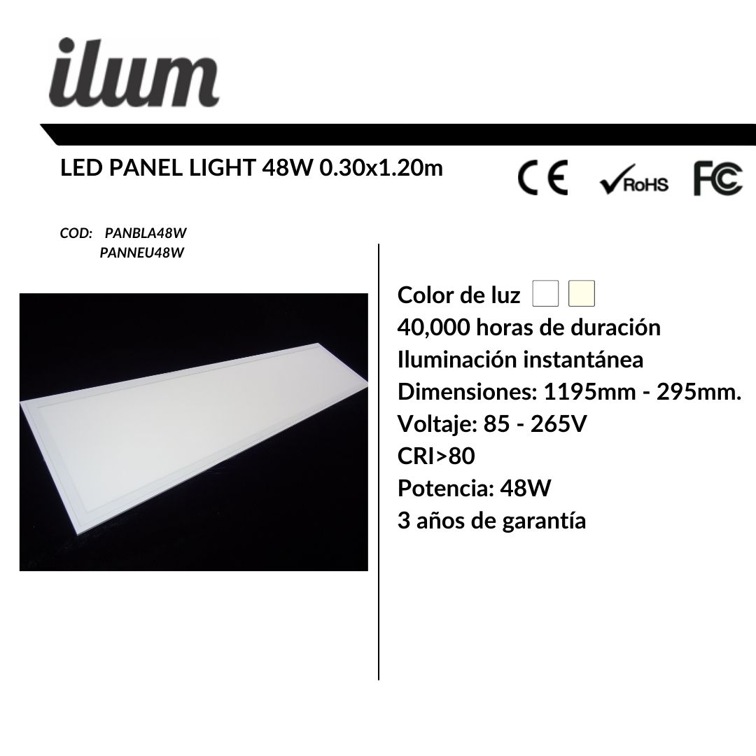 Led panel 48W 0.30x1.20