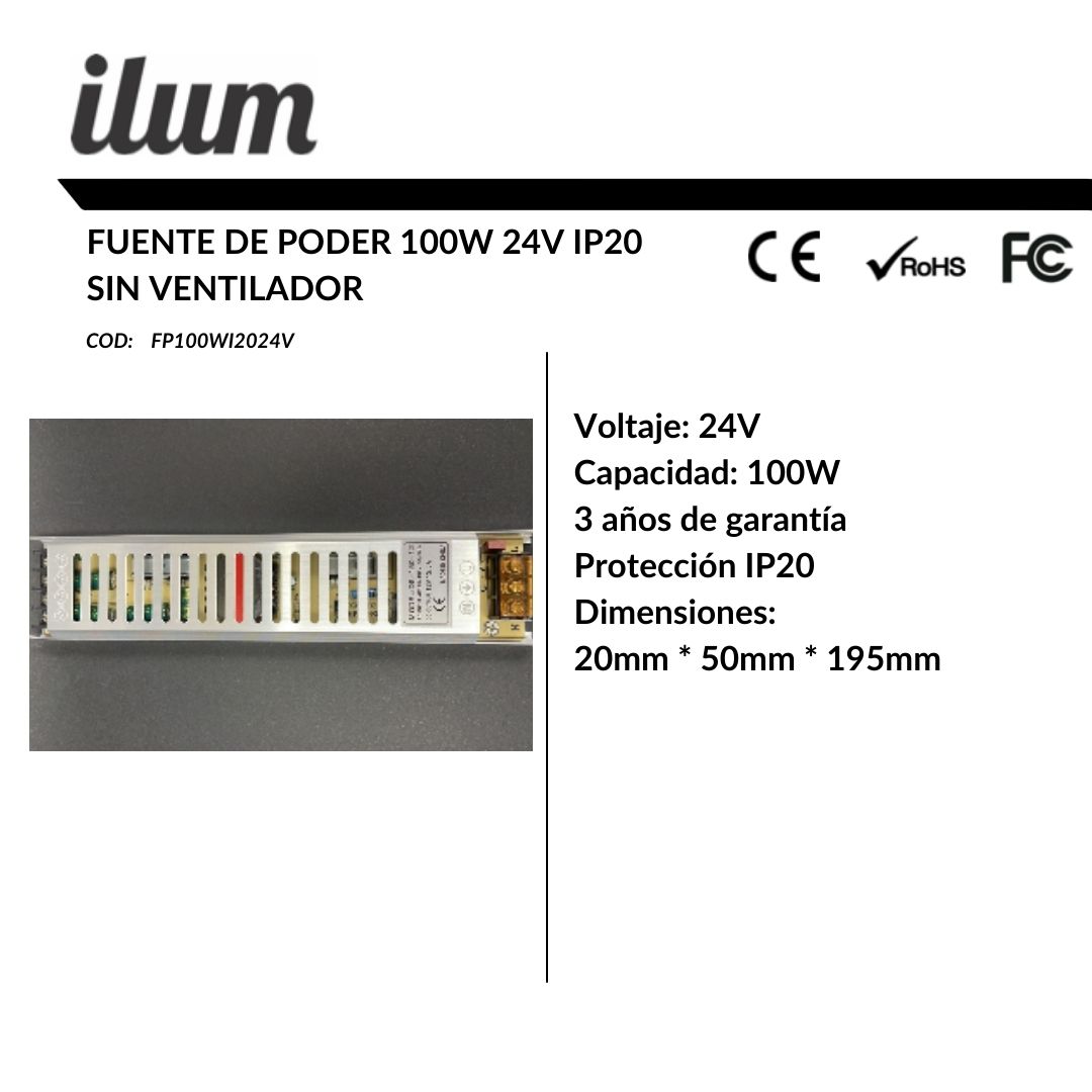 Fuente de poder 100W 24V IP20