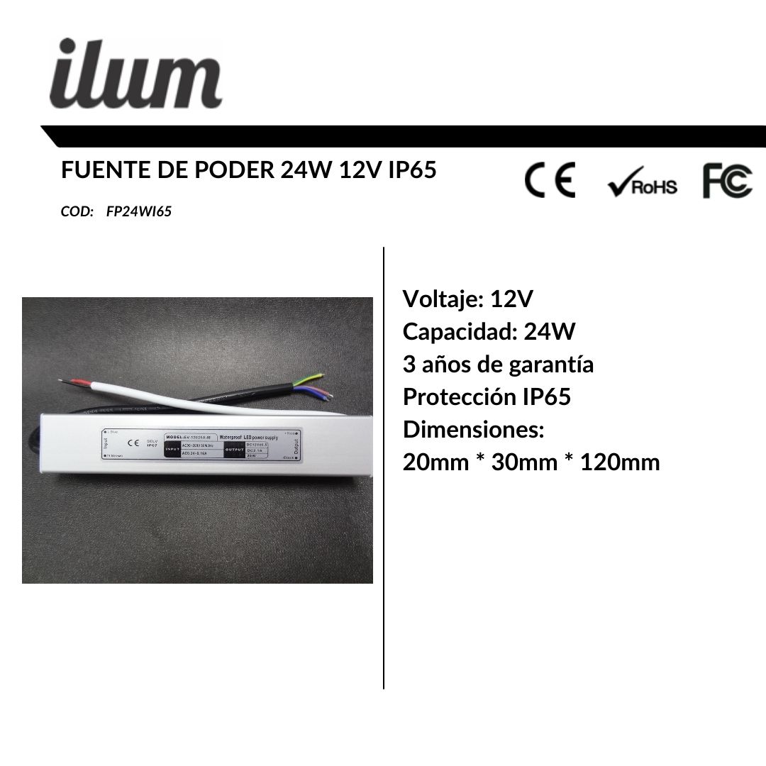 Fuente de poder 24W 12V