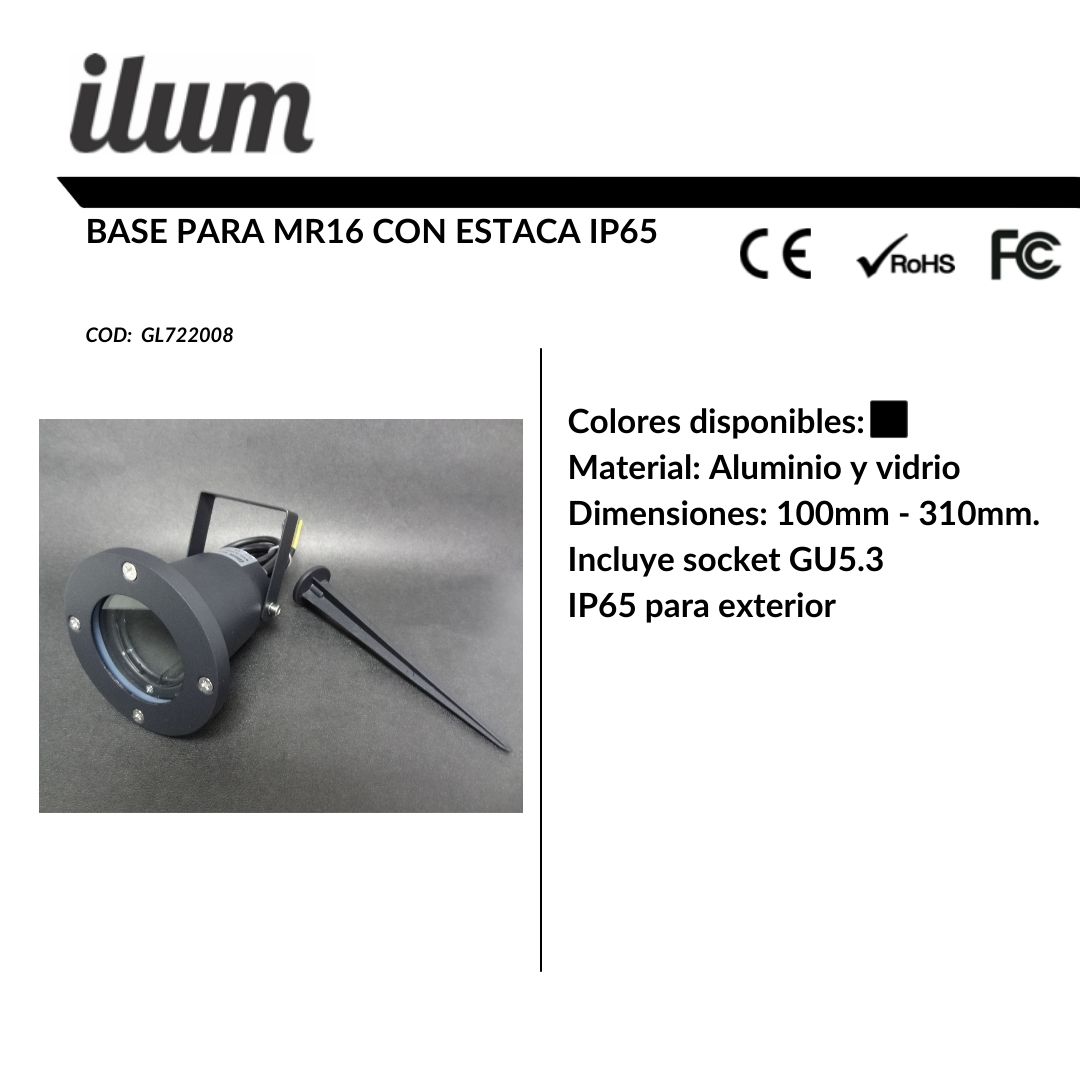 Base para MR16 con estaca