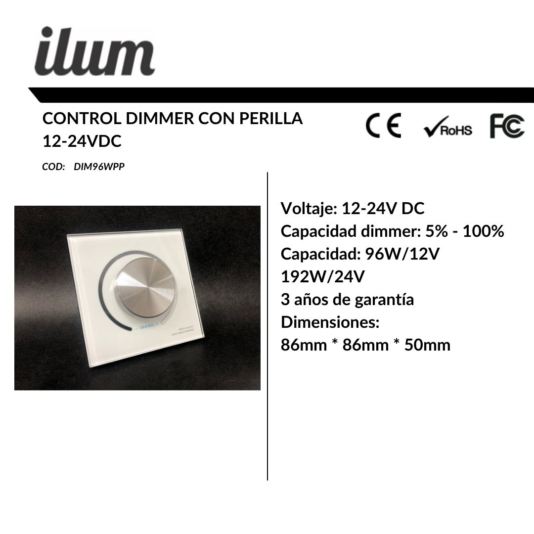 Dimmer con perilla 12-24VDC
