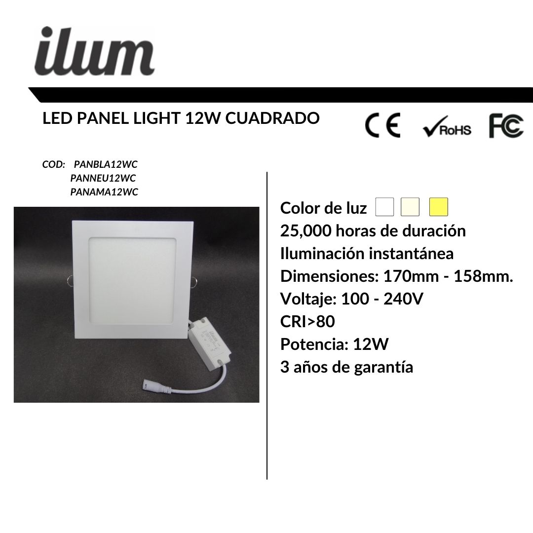 Led panel 12W cuadrado