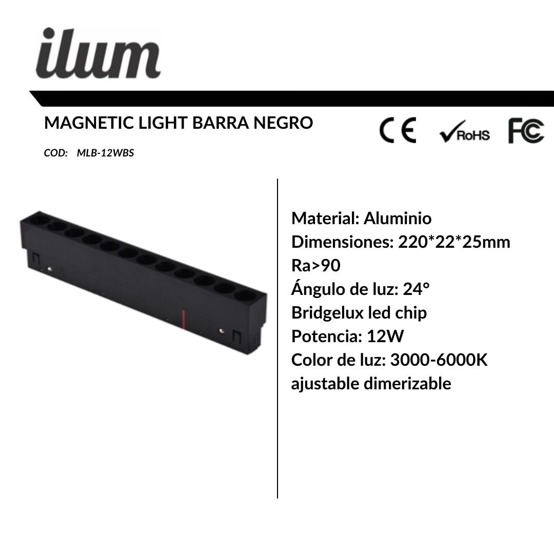 Magnetic light barra negro