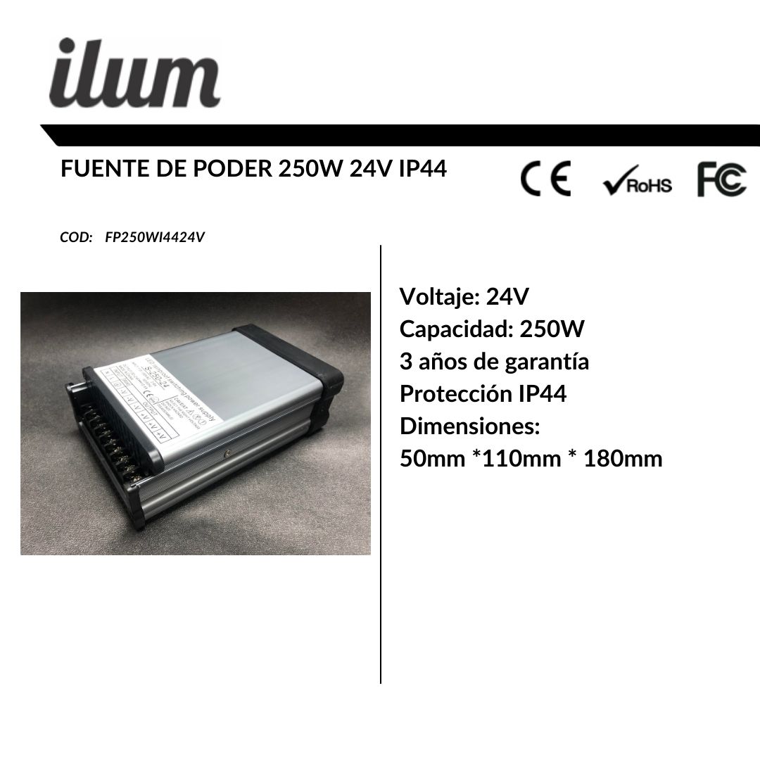 Fuente de poder 250W 24V IP44