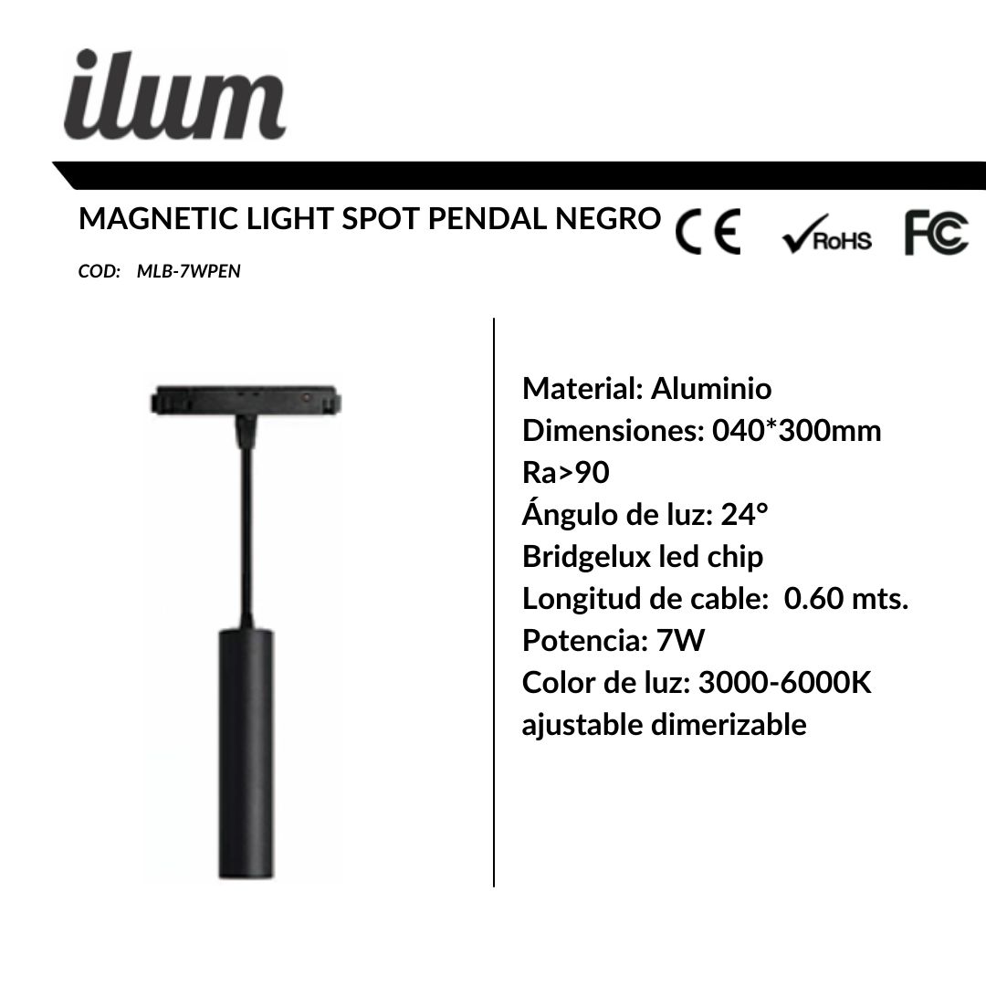 Magnetic light spot pendal negro