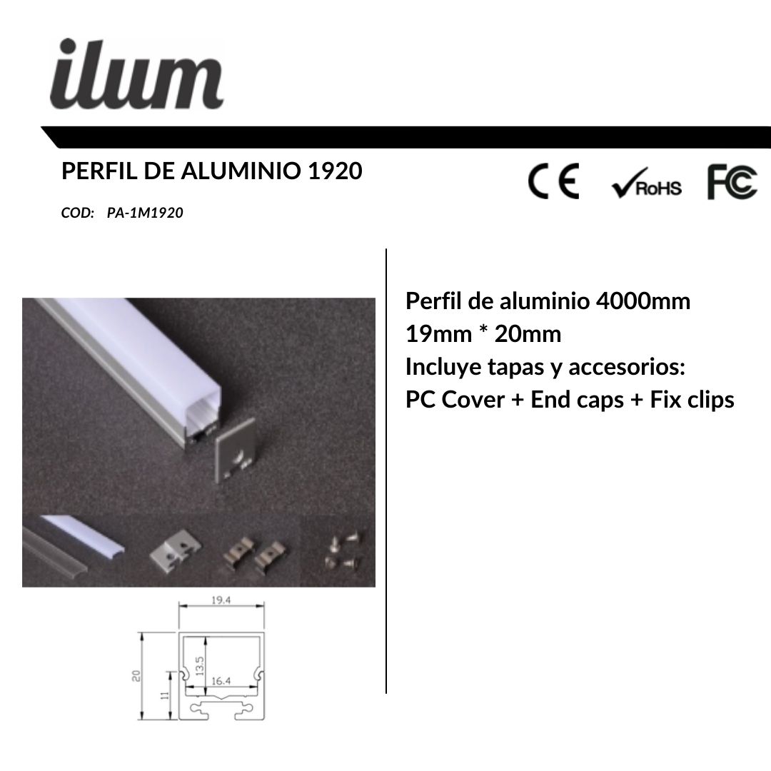 Perfil de aluminio 1920