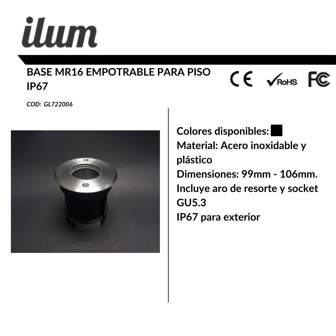 Base MR16 para piso
