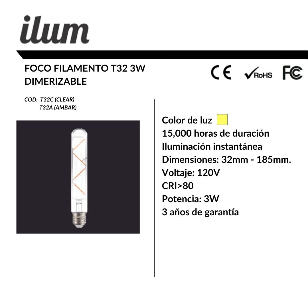 Foco filamento T32 3W