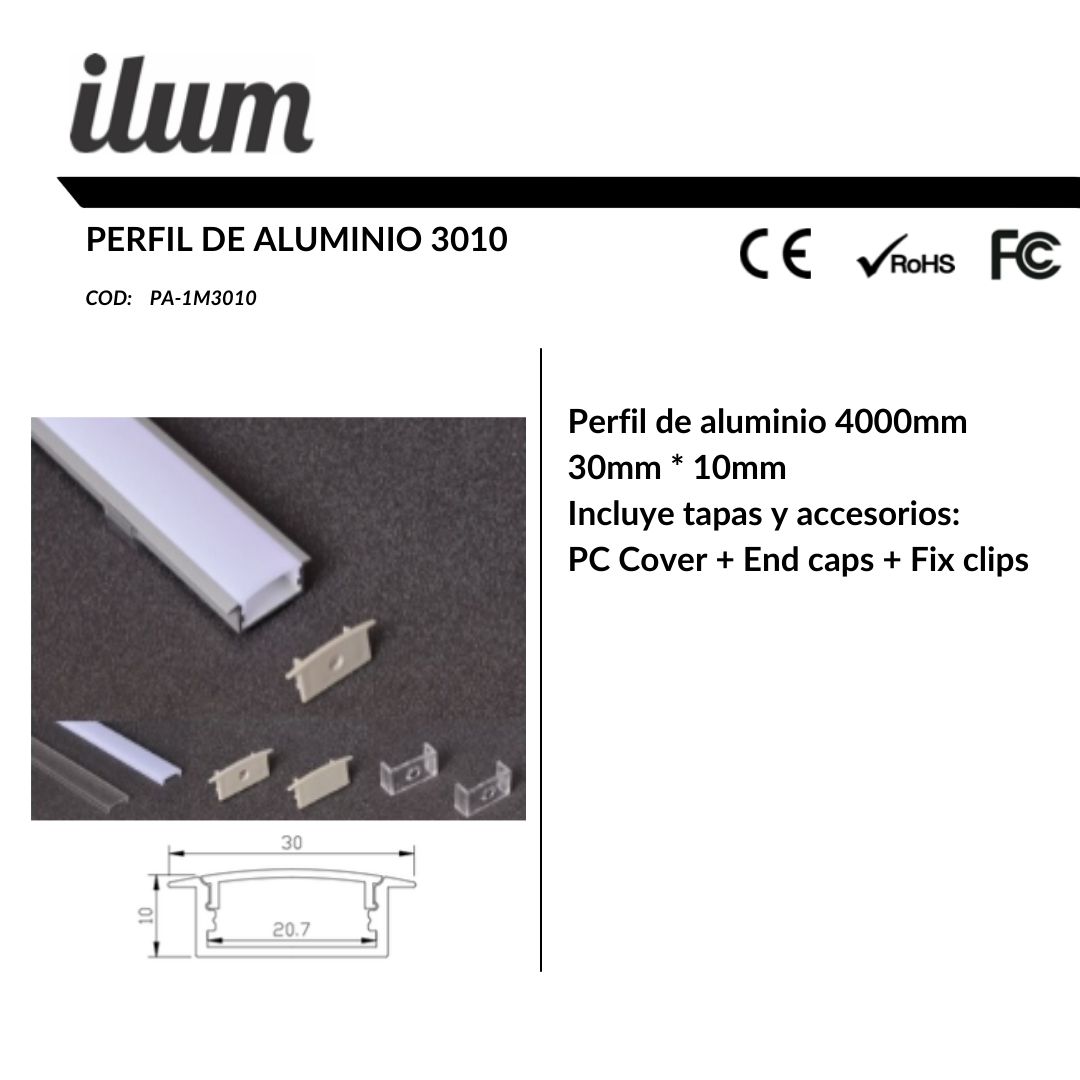 Perfil de aluminio 3010