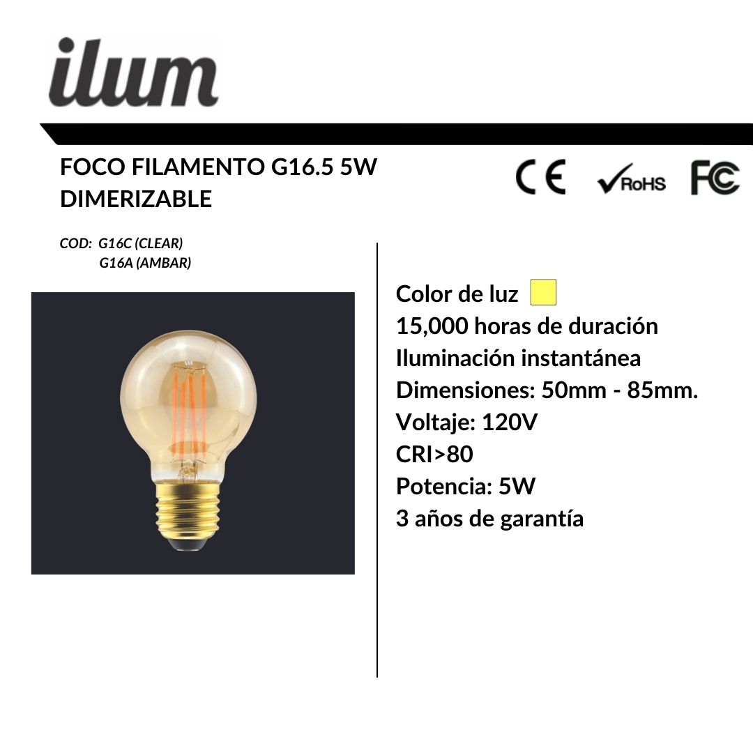 Foco filamento G16 5W