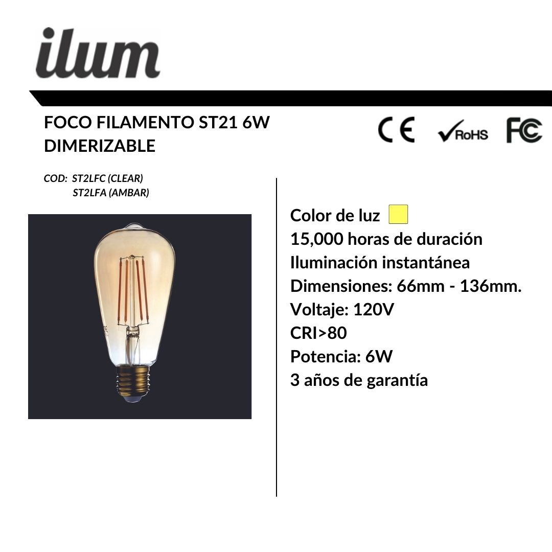 Foco filamento ST21 6W