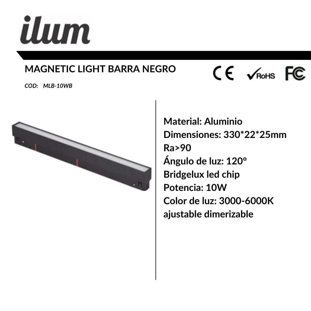 Magnetic light barra negro