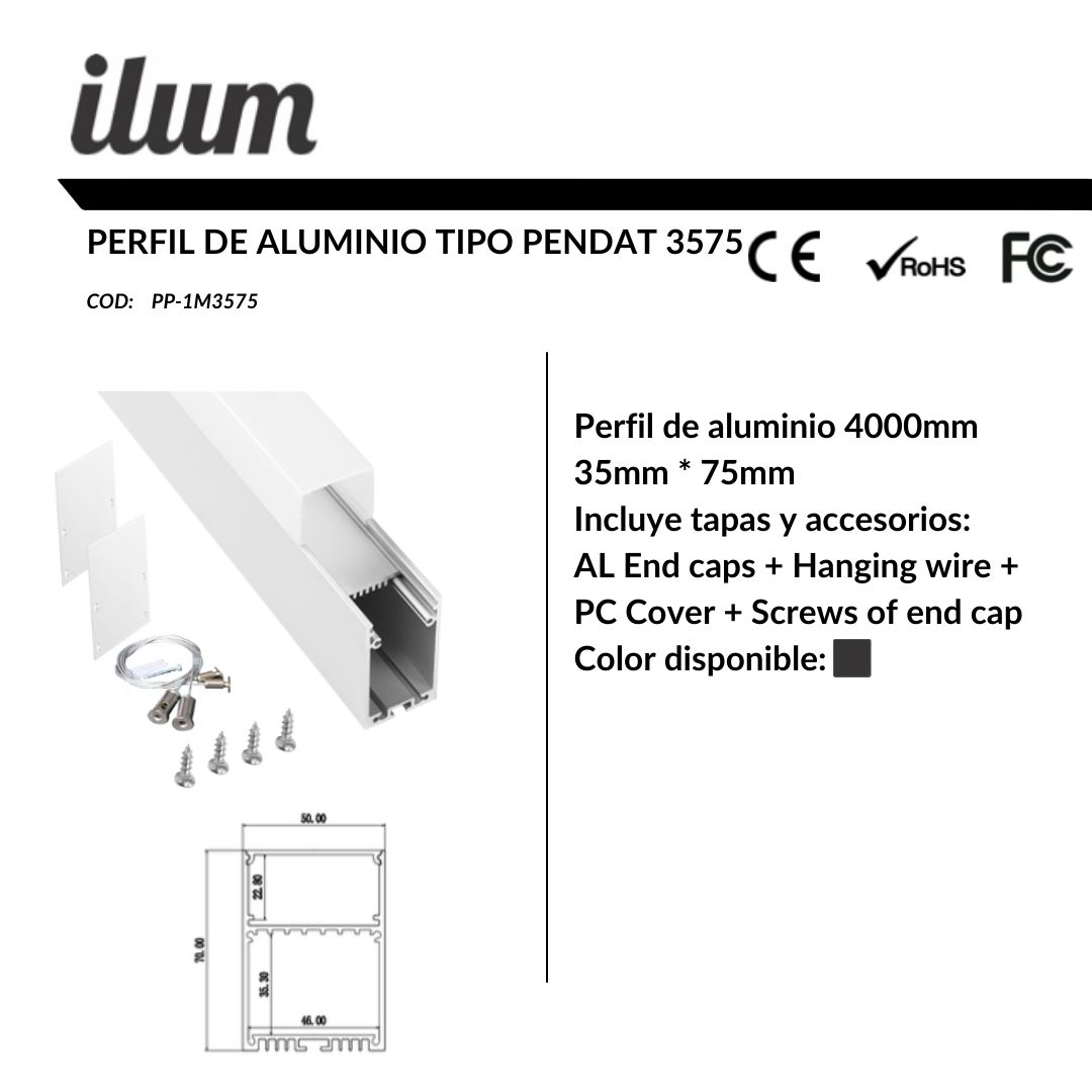 Perfil de aluminio pendant 3575