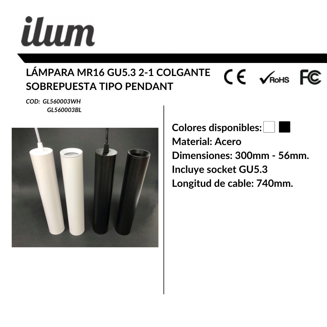 Lámpara MR16 tipo pendant