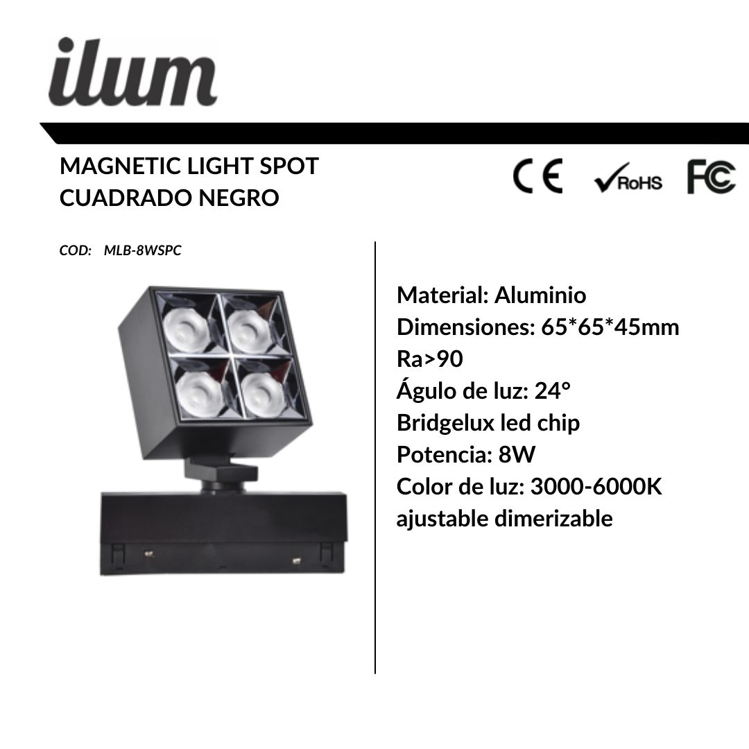 Magnetic light spot cuadrado negro
