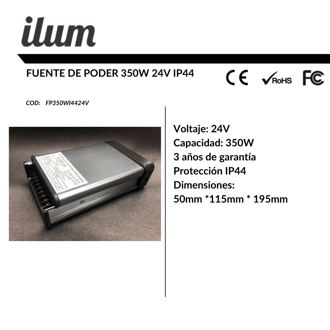 Fuente de poder 350W 24V IP44