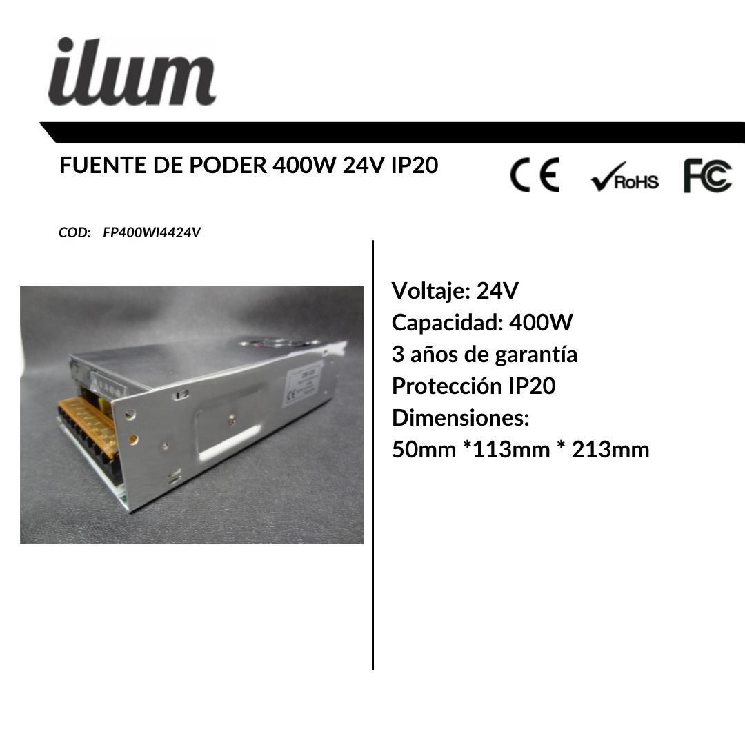 Fuente de poder 400W 24V IP44