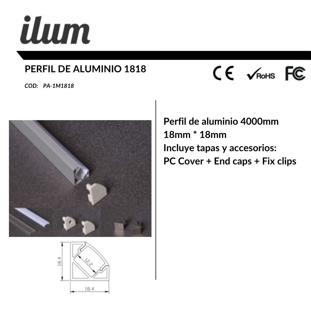 Perfil de aluminio 1818