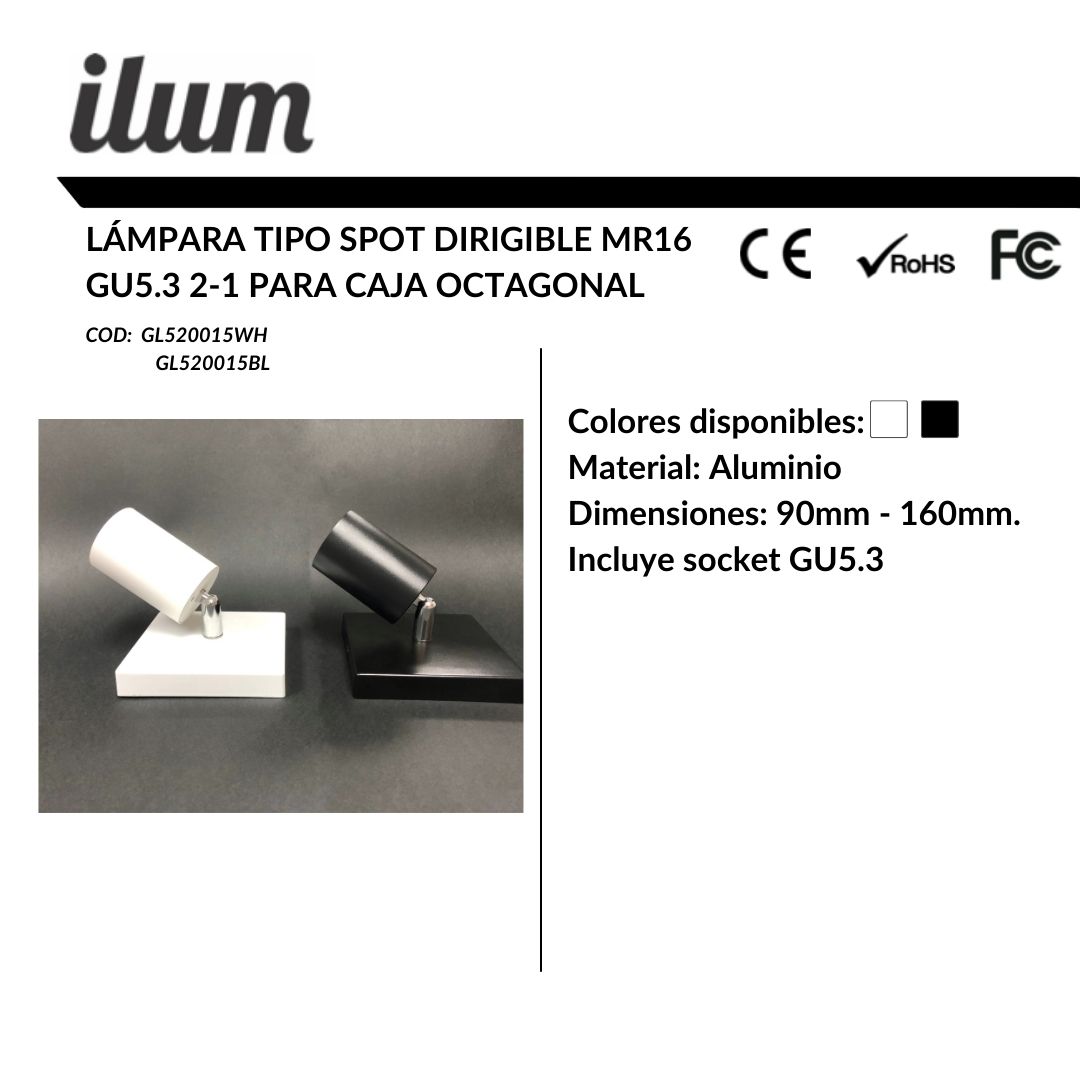 Lámpara MR16 tipo spot dirigible