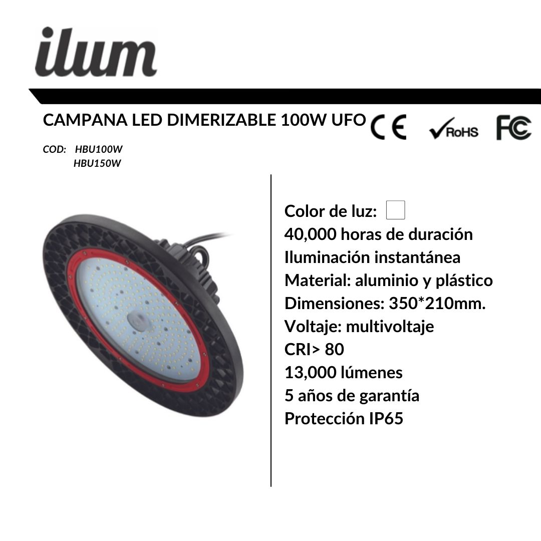 Campana led 100 y 150W UFO