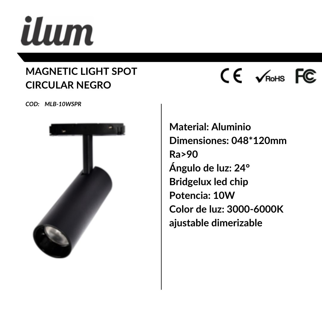Magnetic light spot circular negro